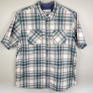 Fat Face Button Up Shirt Men 2XL XXL Multicolor Plaid Cotton Beach Casual Surf